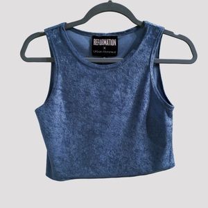 Blue velvet Reformation crop top NWOT